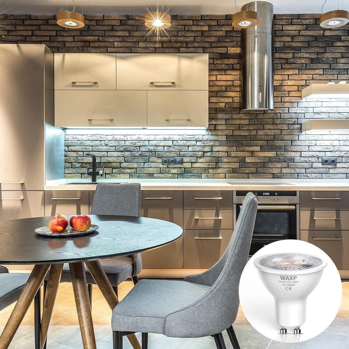GU10 LED Spot Light Bulbs Warm White 5W, 3000K, 365lm, No Flickering, Energy Saving Light Bulbs, Equivalent 40-50W GU10 Halogen Spotlight Bulbs, Non-Dimmable, 10 Pack