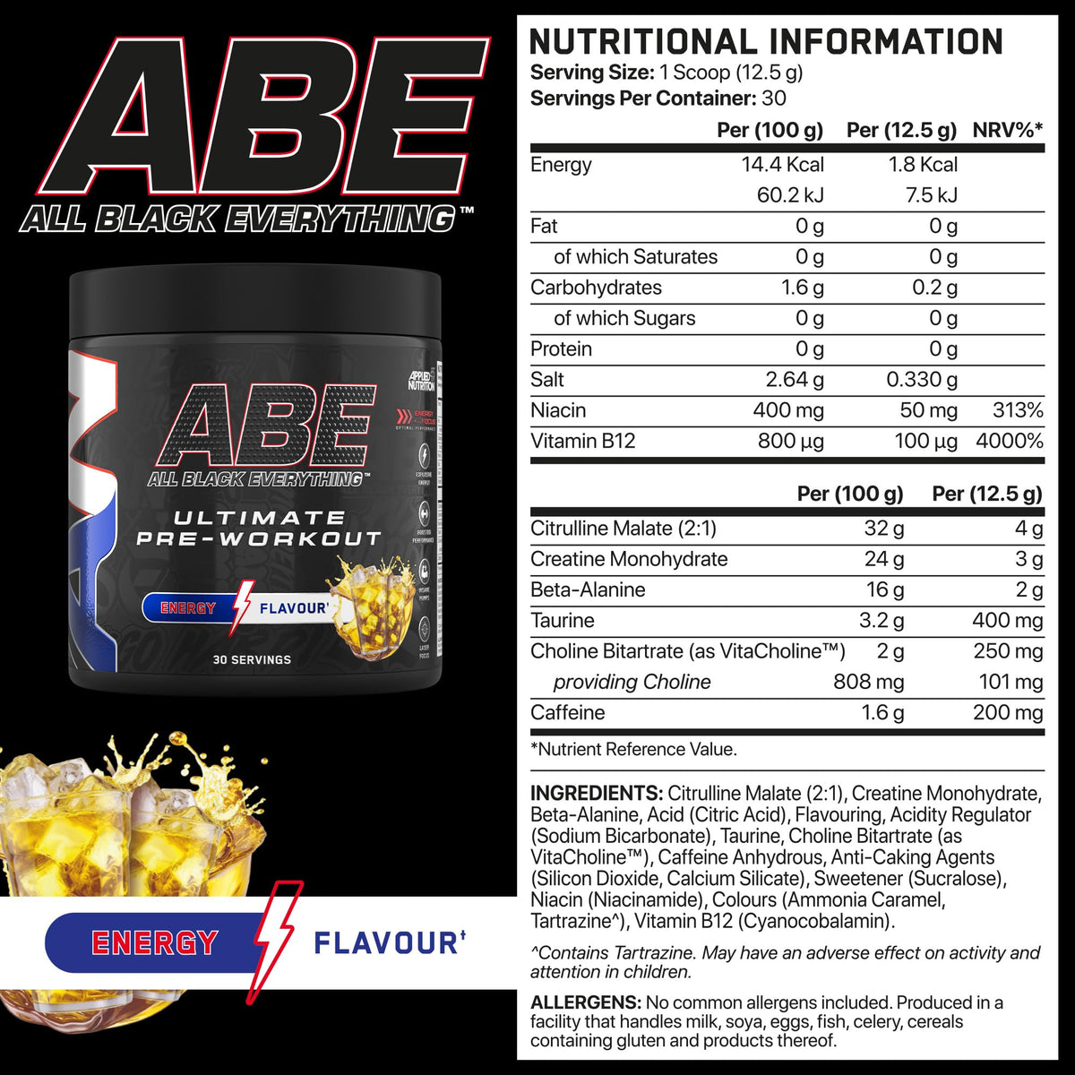 Applied Nutrition ABE Pre Workout Powder Tropical 375g