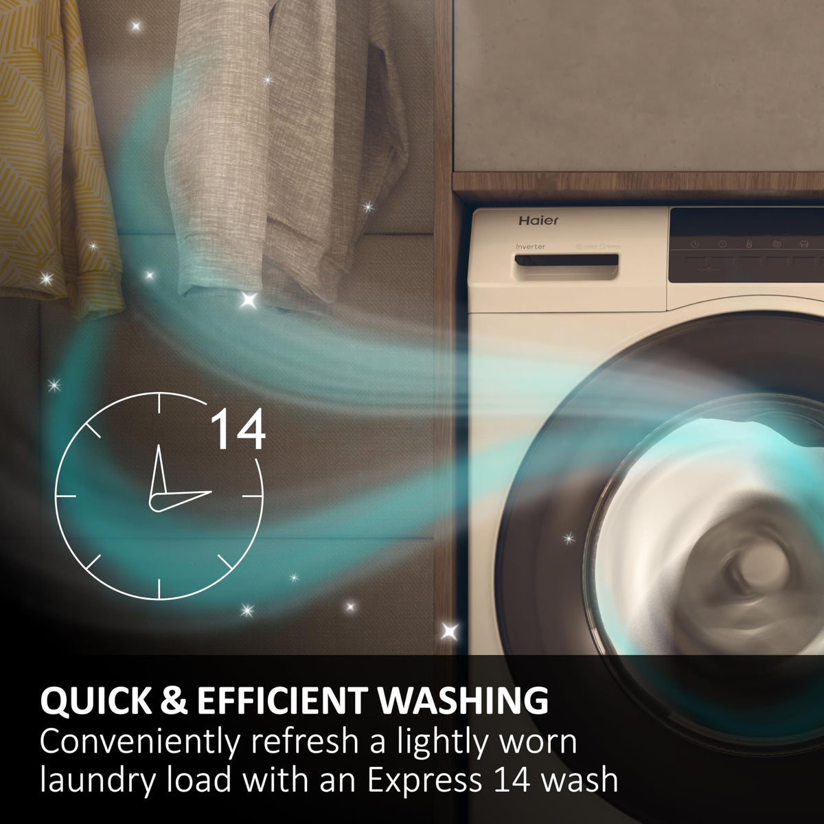 Haier X Series 5 Washing Machine, 13kg, Graphite & Black, A-20%, 1400 RPM
