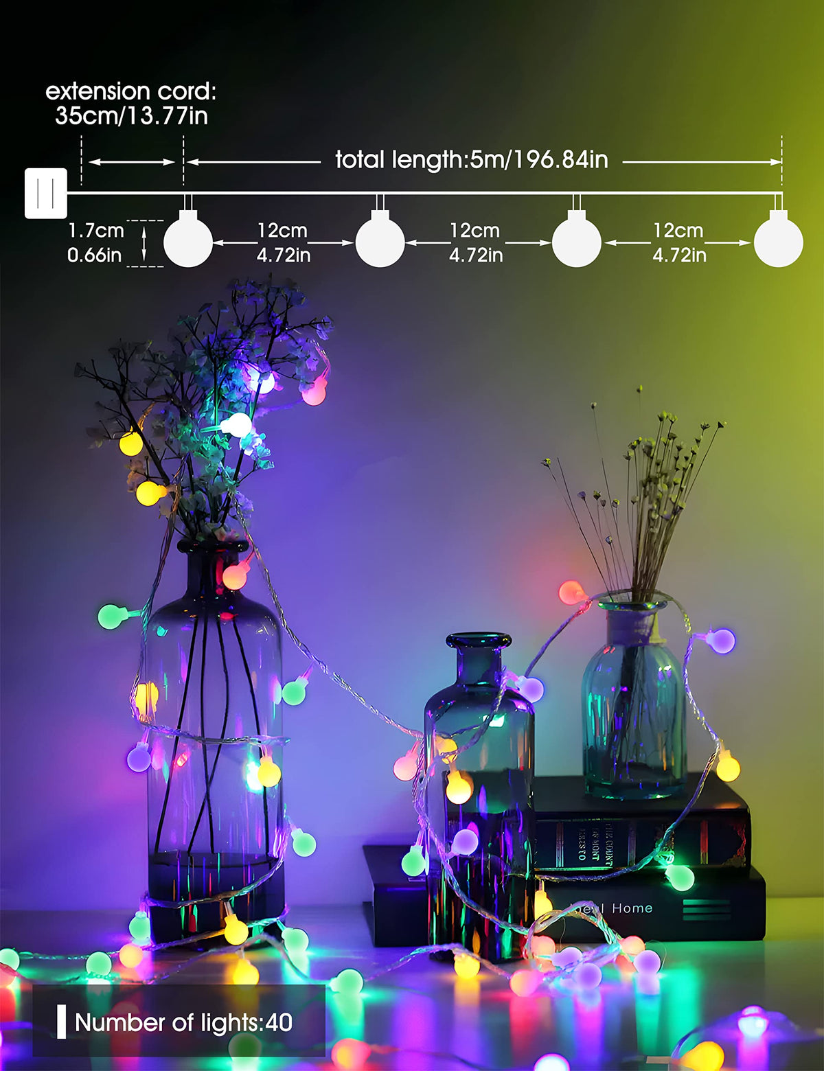 Fulighture Fairy Lights Battery Operated: 5m 16ft 40LED Snowflake