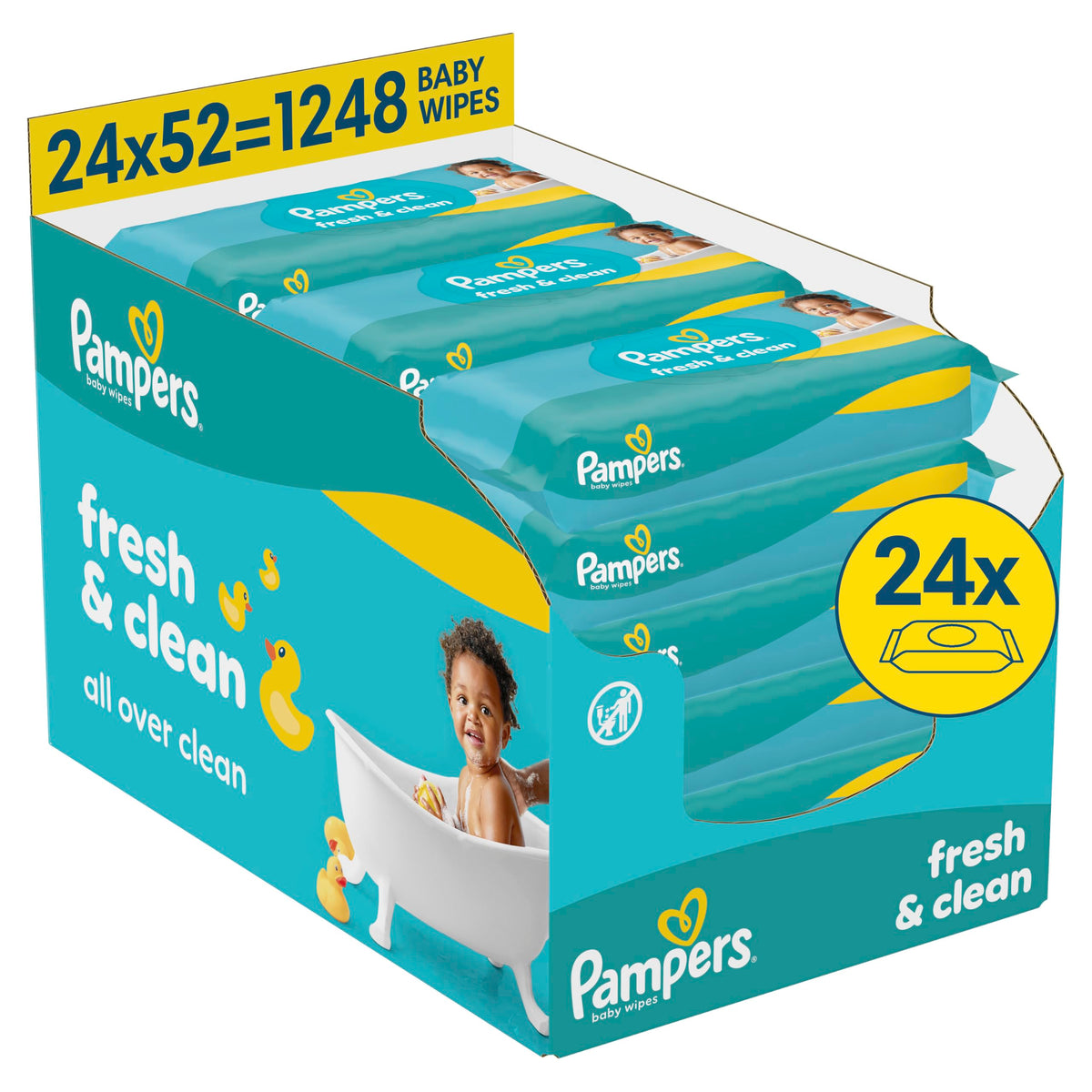 Pampers Fresh Clean Baby Wipes Multipack 1200 Count (15 x 80)