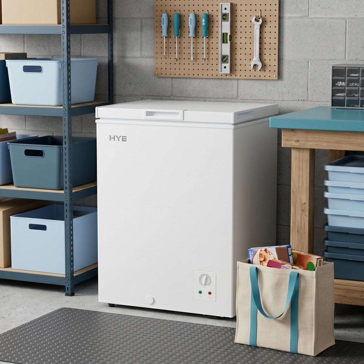 HYE Chest Freezer - 205L Capacity, Freestanding Design, Black