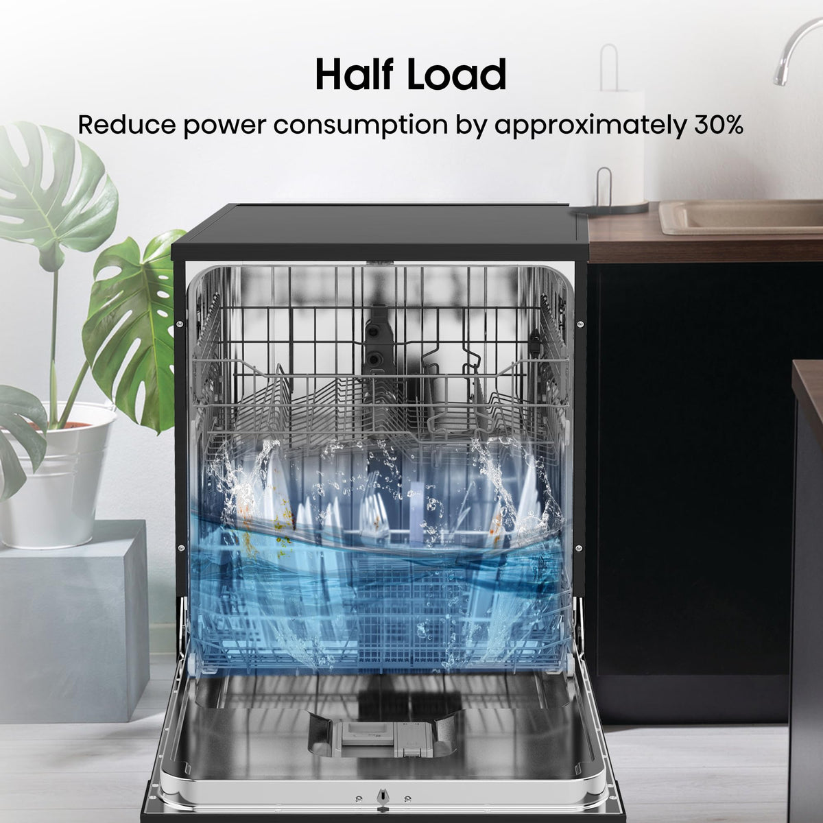 Hisense HS523E15WUK Slimline 10 Places Free Standing Dishwasher White with 30 Minutes Quick Wash [Energy Class E]