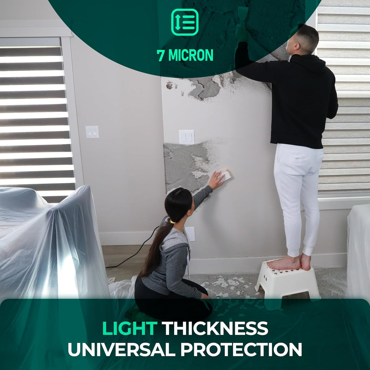 6-Pack Clear Plastic Dust Sheets for Painting & Decorating,12ft x 9ft Each