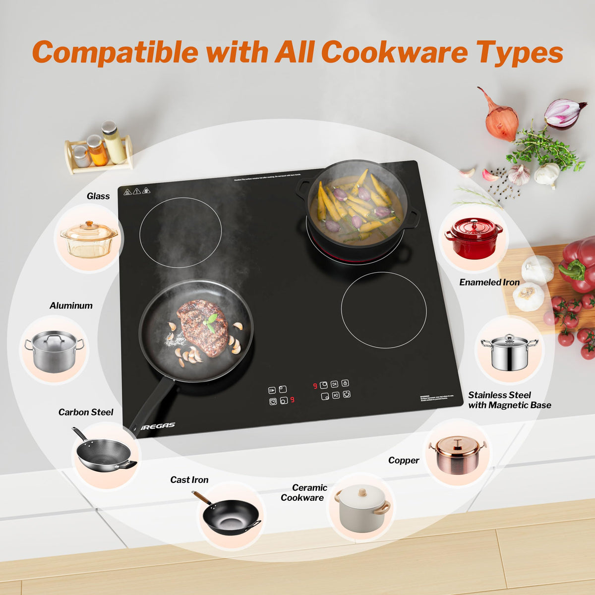 FIREGAS 2 Burner Ceramic Hob,Electric Hob with UK Plug,Built-in & Tabletop