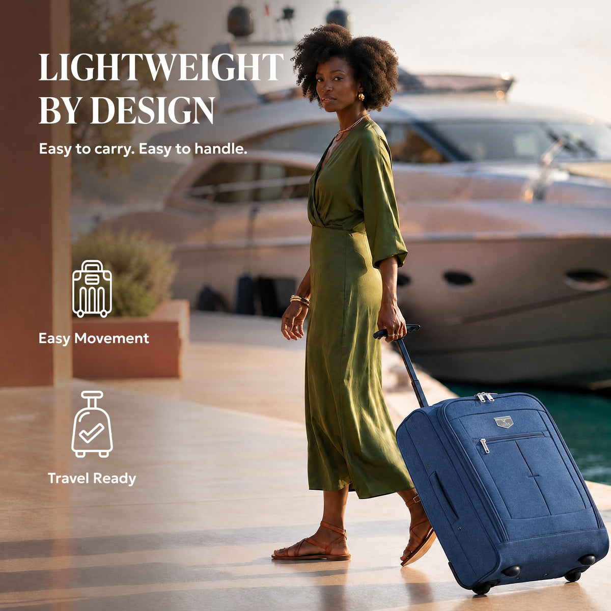 LUGG Lightweight Cabin Luggage, 600D Polyester, Solid Wheels, 45x36x20cm