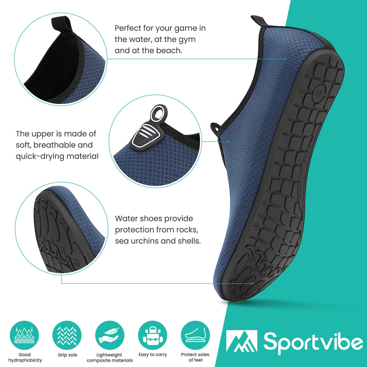 sportvibe Water Shoes Beach Swim Sea Shoes for Men Women