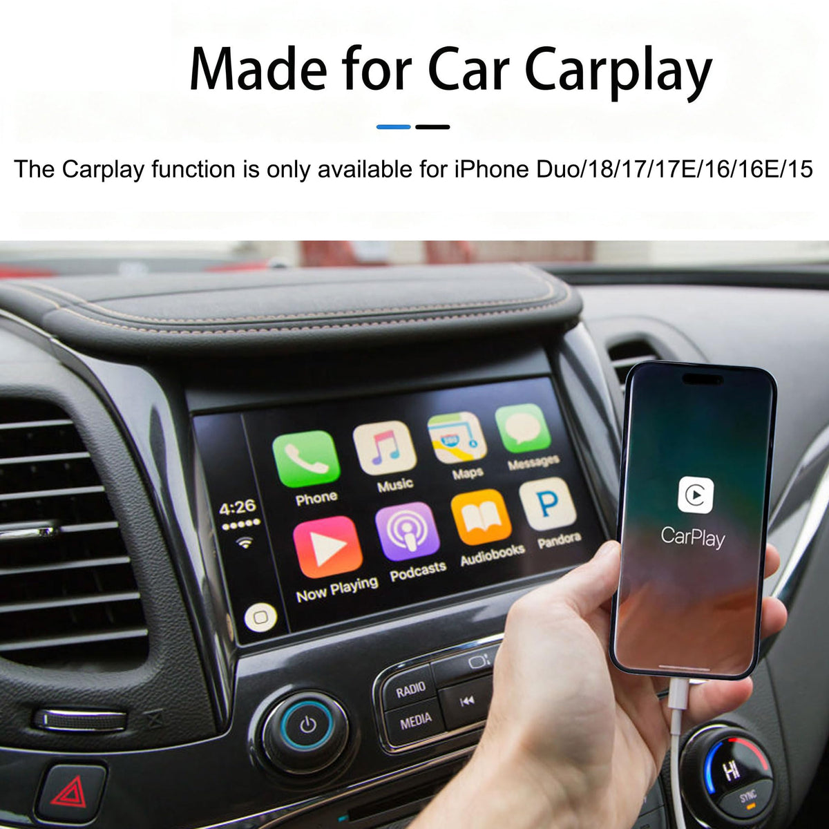 IPhone 18/17/16/15 Car Carplay Charger Cable, USB A to USB C Woven Cable Compatible for IPhone 17E, 16E,18/17/16/15 pro max, Plus, Air Charging Cord, AirPods 4/5 Pro(2nd/3rd Gen) Charging Power Cable