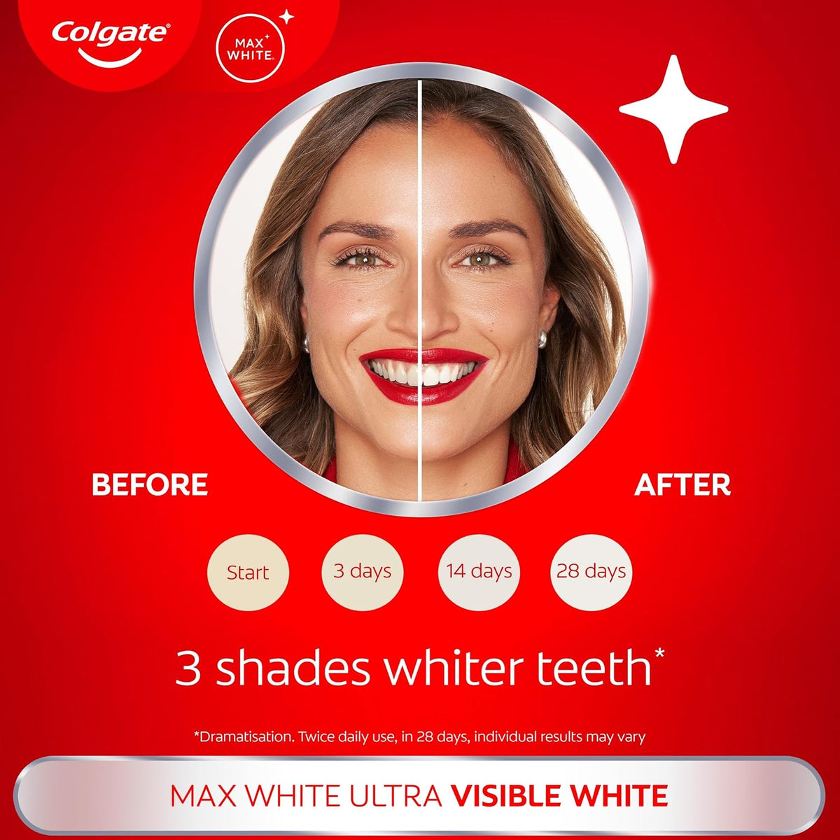 Colgate Max White Ultra Active Foam Whitening Toothpaste, 75ml