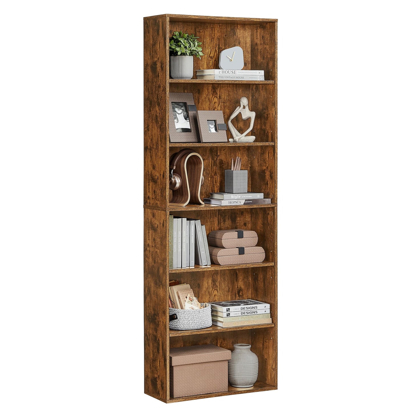 VASAGLE Bookcase, 6-Tier Bookshelf, Open Storage Shelf, Shelving Unit, 24 x 60 x 178.5 cm, for Living Room, Home Office, Dinning Room, Cloud White LBC169T14