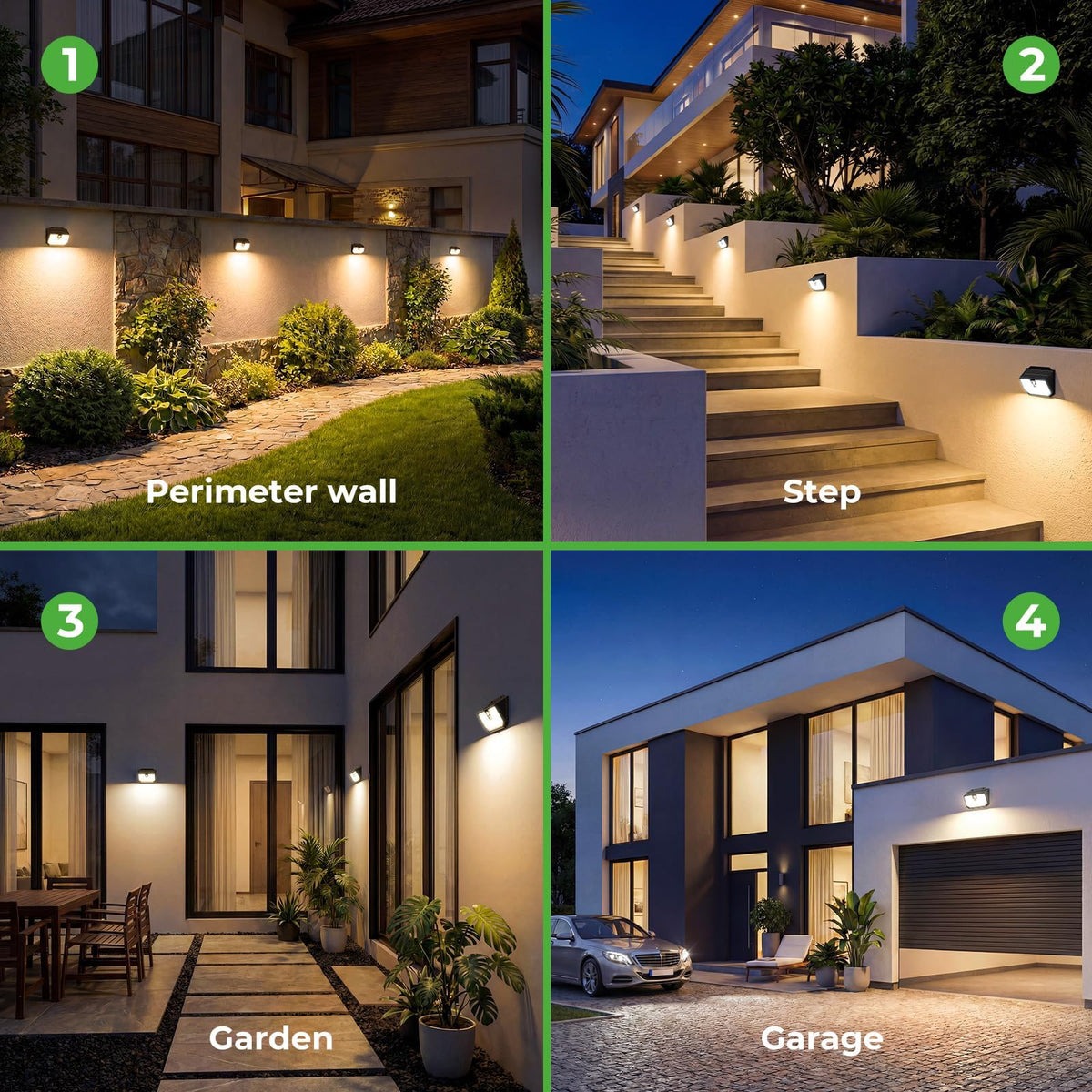 nipify Solar Lights,Upgraded 3000K Warm Solar Garden Lights,3 Modes Motion Sensor and IP65 Waterproof Solar Lights Outdoor Garden for Outside Shed Driveway Backyard Garage Walkway Wall Fences
