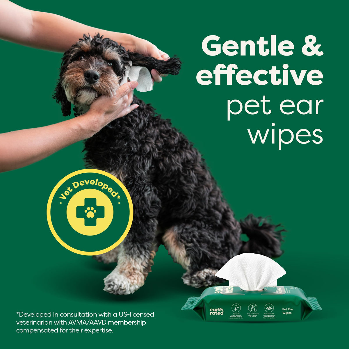 Earth Rated Pet Wipes for Dogs, Hypoallergenic, Cleaning and Hydrating, for Grooming Paws, Body and Bums, Unscented, 100 Count
