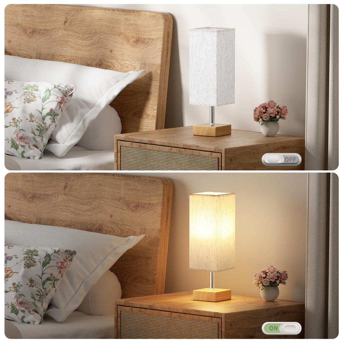 Aooshine Bedside Lamps, 3000K Warm Table Lamp for Bedroom Living Room
