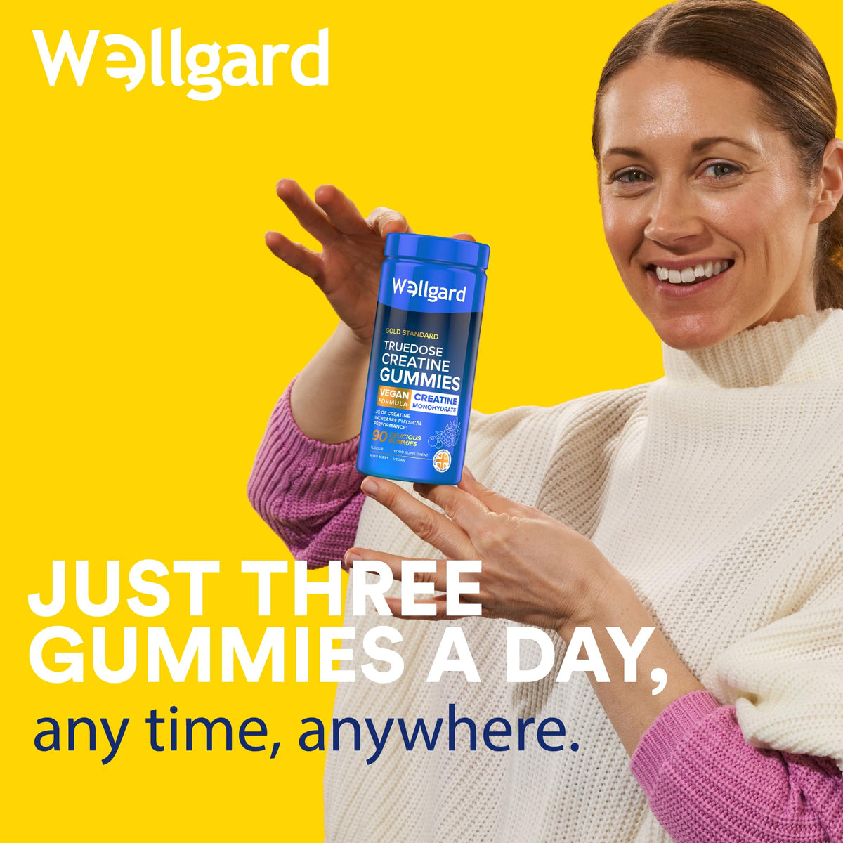 Wellgard Kids Calcium & D3 Gummies - 2 Month Supply - Vegan Chewable Calcium and Vitamin D3 Gummies, Mixed Berry Flavour