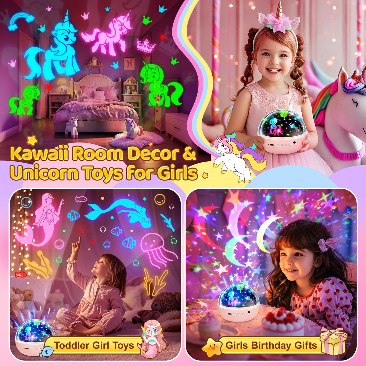 Night Light Projector 93 Lighting Mode,Baby Toys Gift Dimmable+Timer+Remote