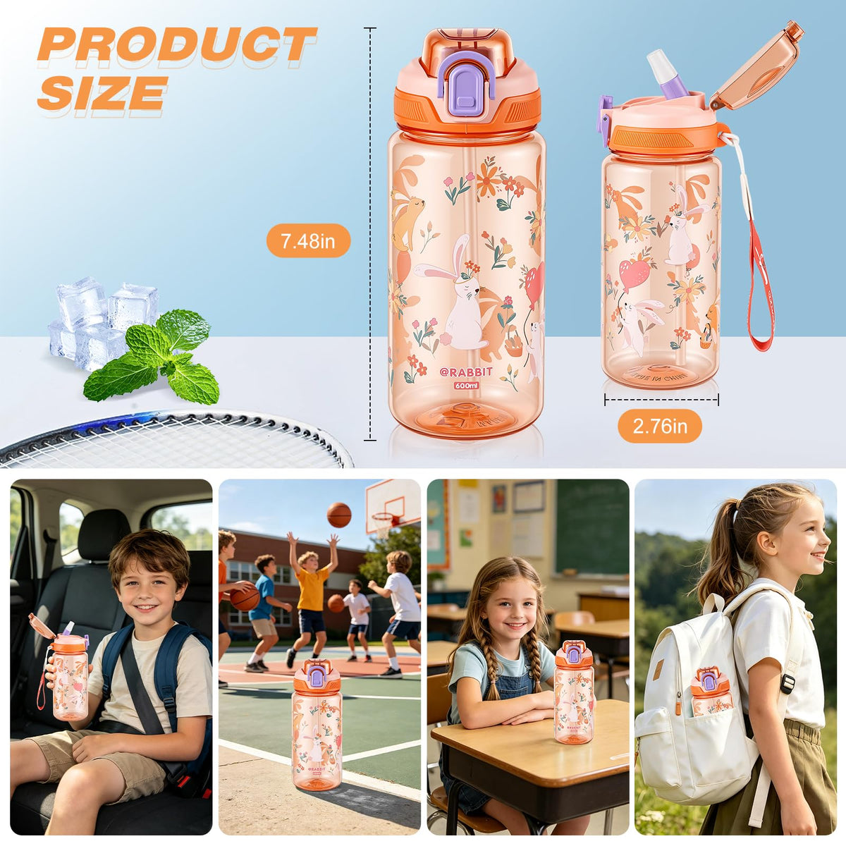 SEASEVEN Flat Water Bottle 750ML for Gym,School Office(Flat Pink)