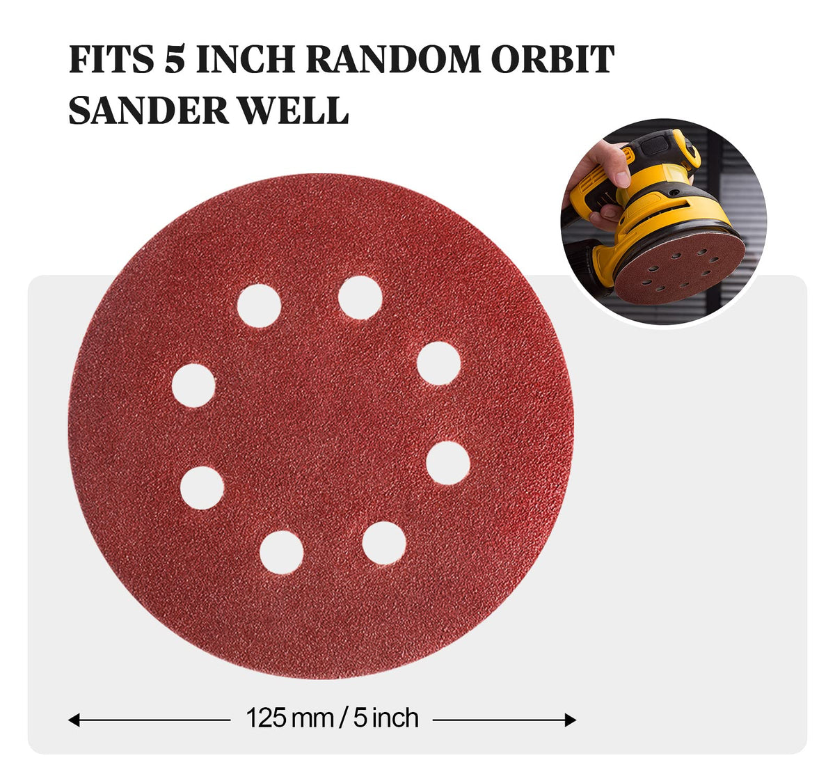 SATC Sanding Discs 150 Grit 110PCS Orbital Sander Discs 125mm Hook and Loop Round Orbital Sander Pads for Sanding