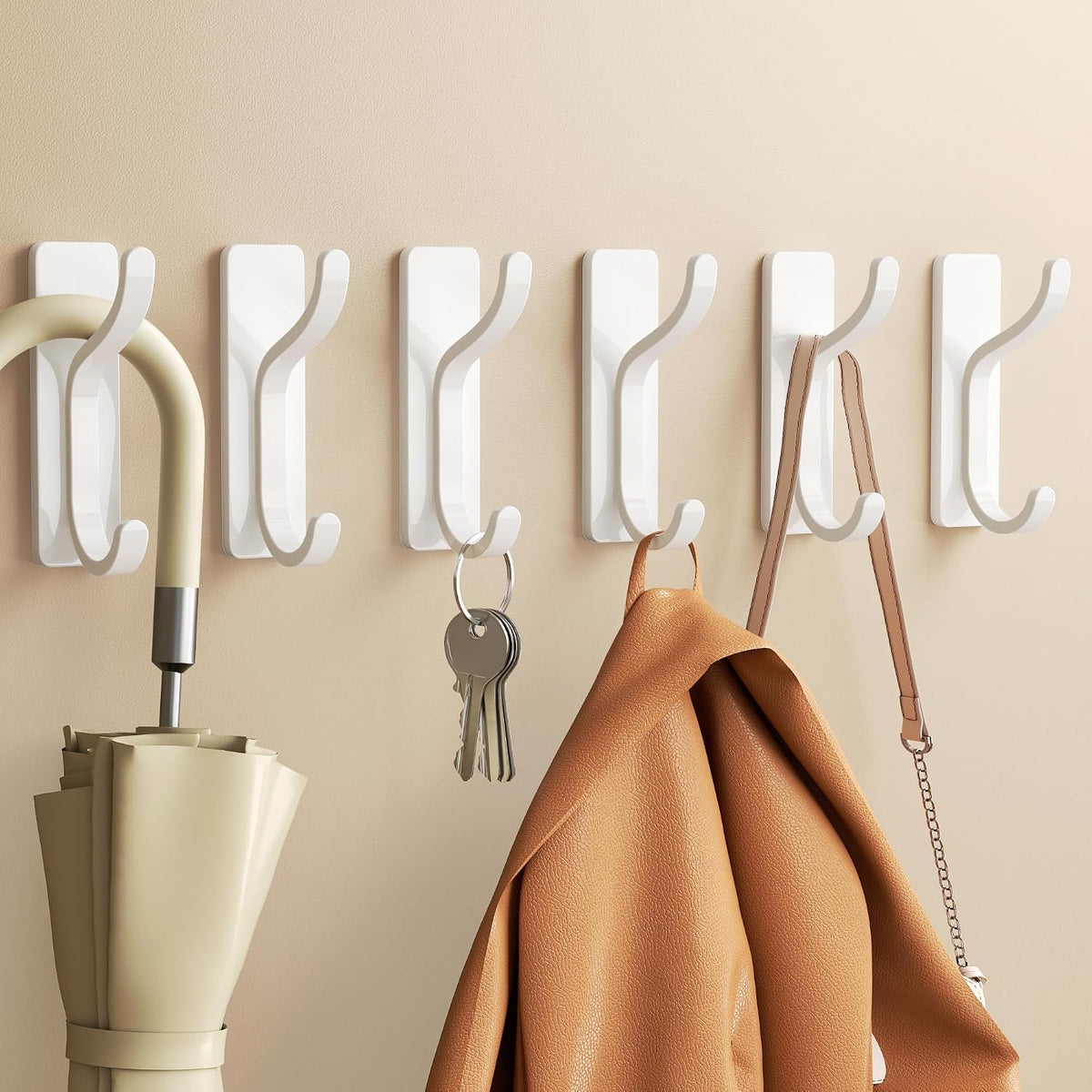 pickpiff Self Adhesive Hooks for Coat,8KG Stick-On Wall Hooks, Black 4 Pack