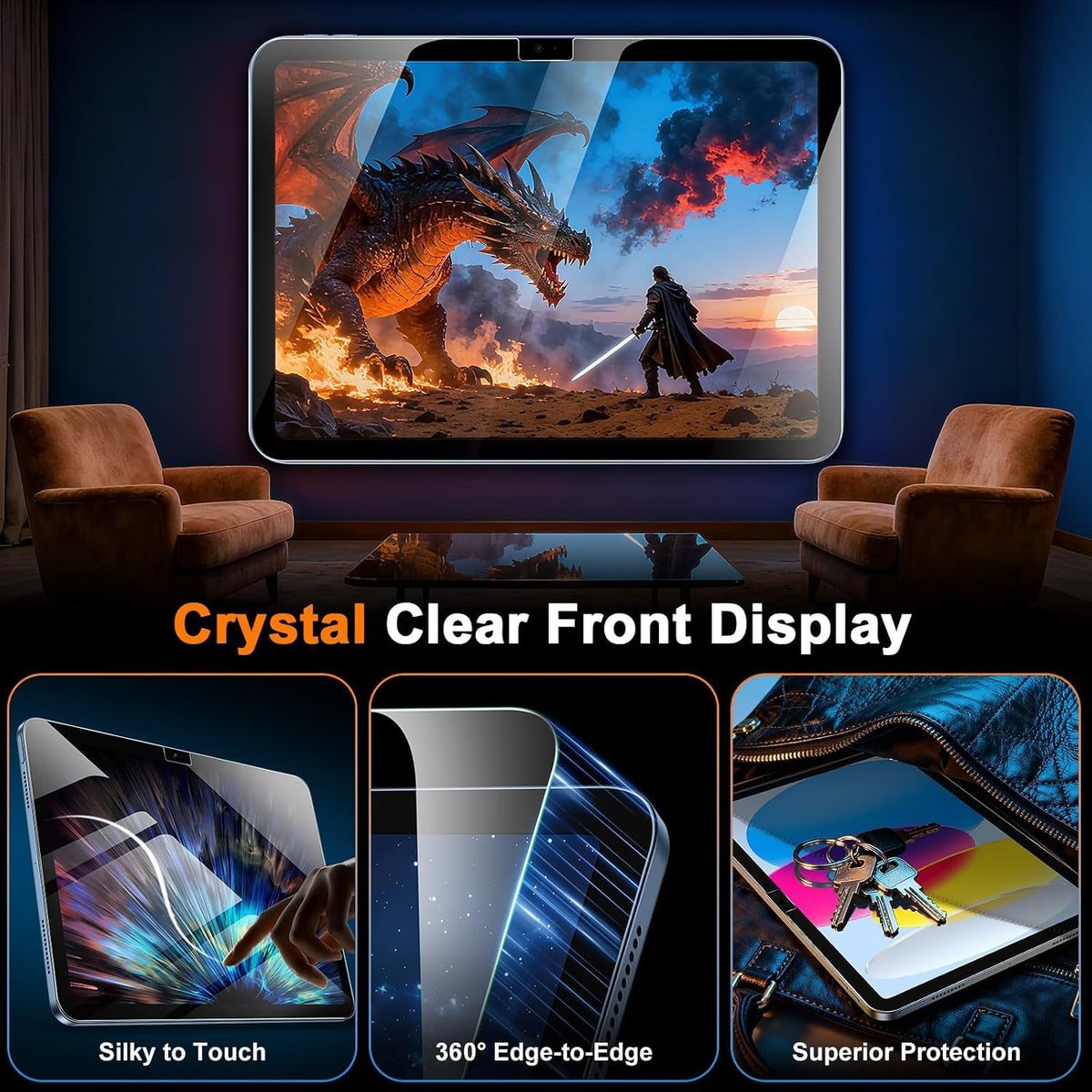 TOPESCT 2-Pack Screen Protector for iPad (A16) 11th/10th Generation (2025/2022,11 inch/10.9 Inch),9H Tempered Glass Film (iPad 11th/10th Generation（2025/2022), 2 Pack