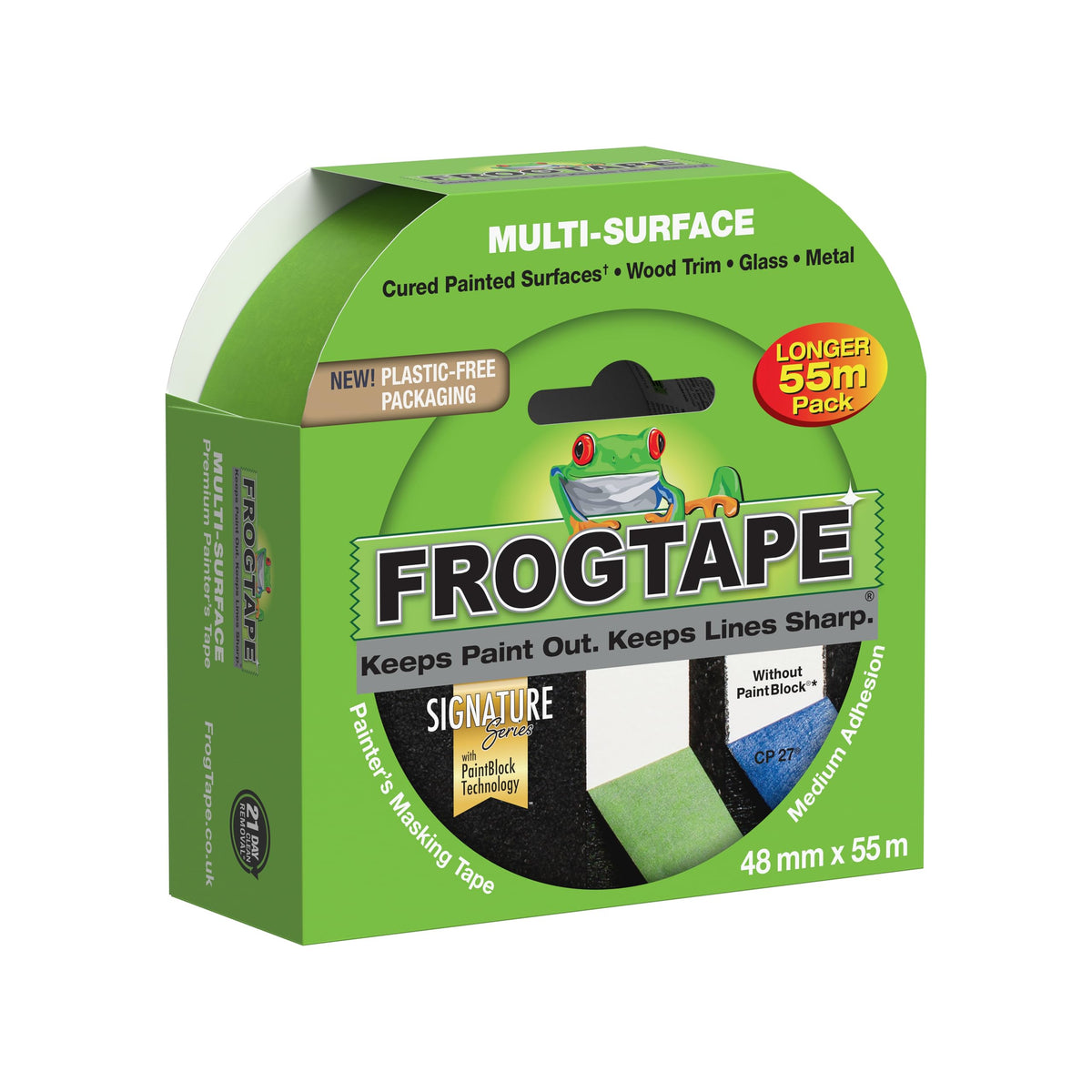 Frog Tape Green Multi Surface Painters Masking Tape, Indoor Painting and Decorating For Sharp Lines and No Paint Bleed 24mm x 55m