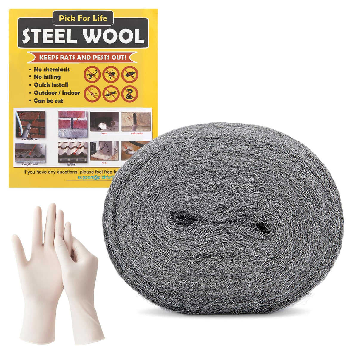 PICK FOR LIFE Steel Wool Mice Blocker 2 Pack Coarse Wire Wool Rat Fill Hole