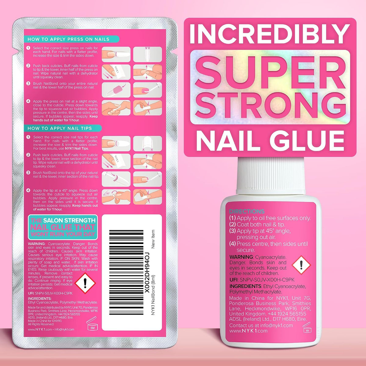 NYK1 Super Strong Nail Glue for Press Ons, Nail Tips & False Nails | 8ml