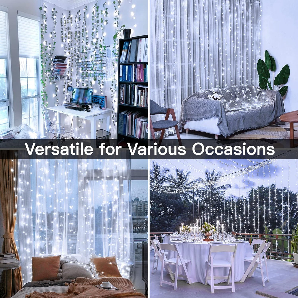 Ollny Curtain Fairy Lights, 200 LEDs 2mx2m Window String Lights Multicolour