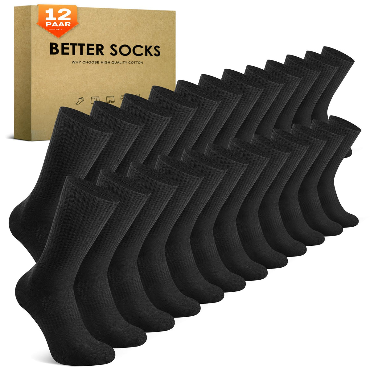 6/12 Pairs Cushioned Sports Socks for Men Women Cotton Crew Socks