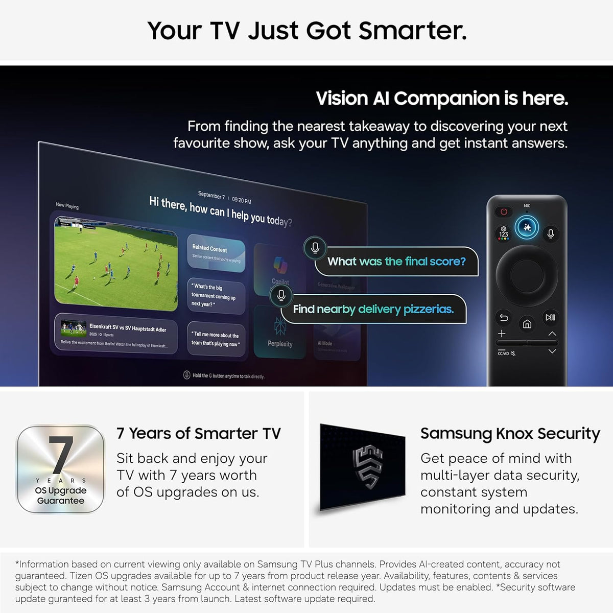 Samsung Smart TV 50-Inch U7020H Crystal UHD 4K TV, HDR10+, Motion Xcelerator, Dynamic Sound Pack, Gaming Hub, Knox Security, Vision AI Companion [2026]