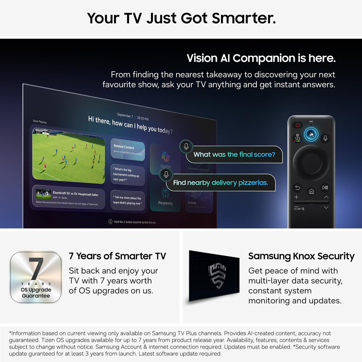 Samsung Smart TV 50-Inch U7020H Crystal UHD 4K TV, HDR10+, Motion Xcelerator, Dynamic Sound Pack, Gaming Hub, Knox Security, Vision AI Companion [2026]