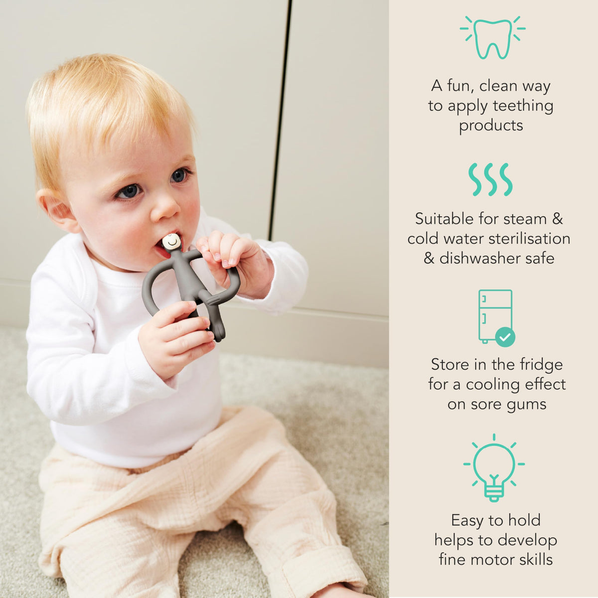 Matchstick Monkey Original Teether with Gel Applicator, Hearts
