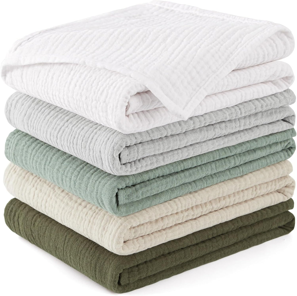 Susurration Muslin Cloths for Baby, 100% Cotton Baby Muslin Squares Cloths for Newborn Boy and Girl, Soft, Breathable and Extremely Absorbent Baby Muslin Burp Cloths, 60 x 60 cm, 5 Pack