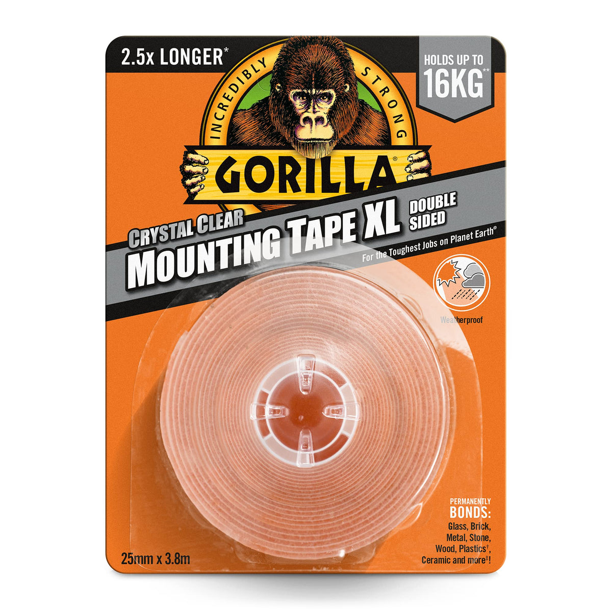 Gorilla Double Sided Mounting Tape Clear 1.5m, Pack of 1