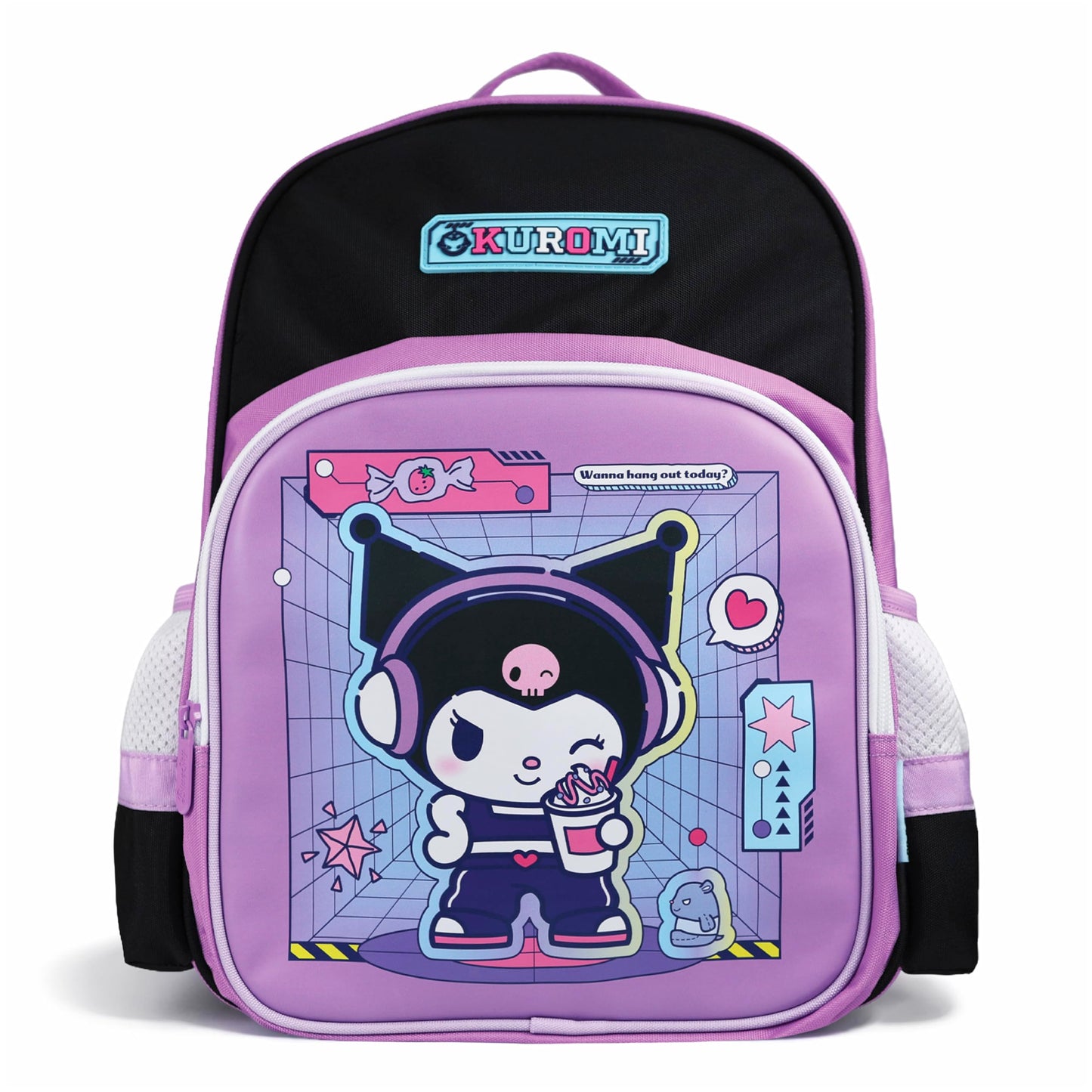 Blue Sky Studios KPop Demon Hunters HUNTR/X Backpack - Official Merchandise - Lightweight Kids School Bag with Padded Straps, Front Pocket & Silver Holographic Details - 36cm K-Pop Purple Rucksack