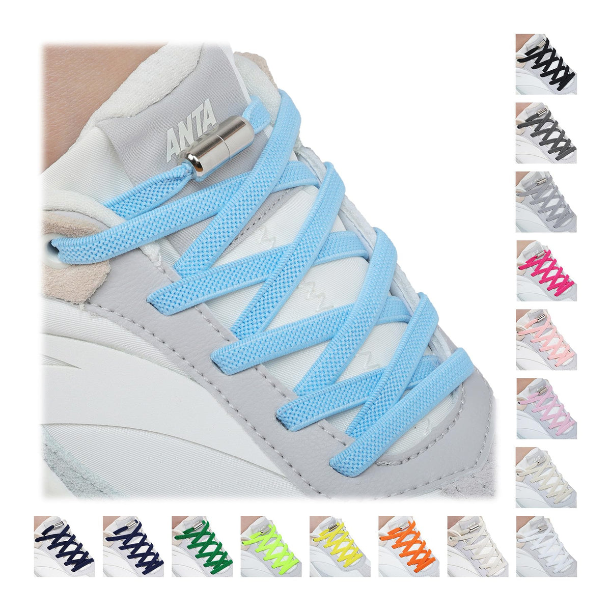 Handshop 2 Pairs Elastic Laces, No Tie Shoelaces for Trainers