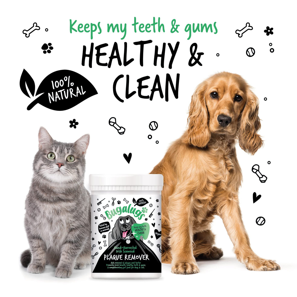BUGALUGS Plaque Off Remover for Dog 70g Teeth & Bad Breath 100% Natural | Plaque Off Dogs No Need for Dog Toothbrush or Dog Toothpaste | Remove Dog Bad Breath & Plaque Remover for Dogs & Cats