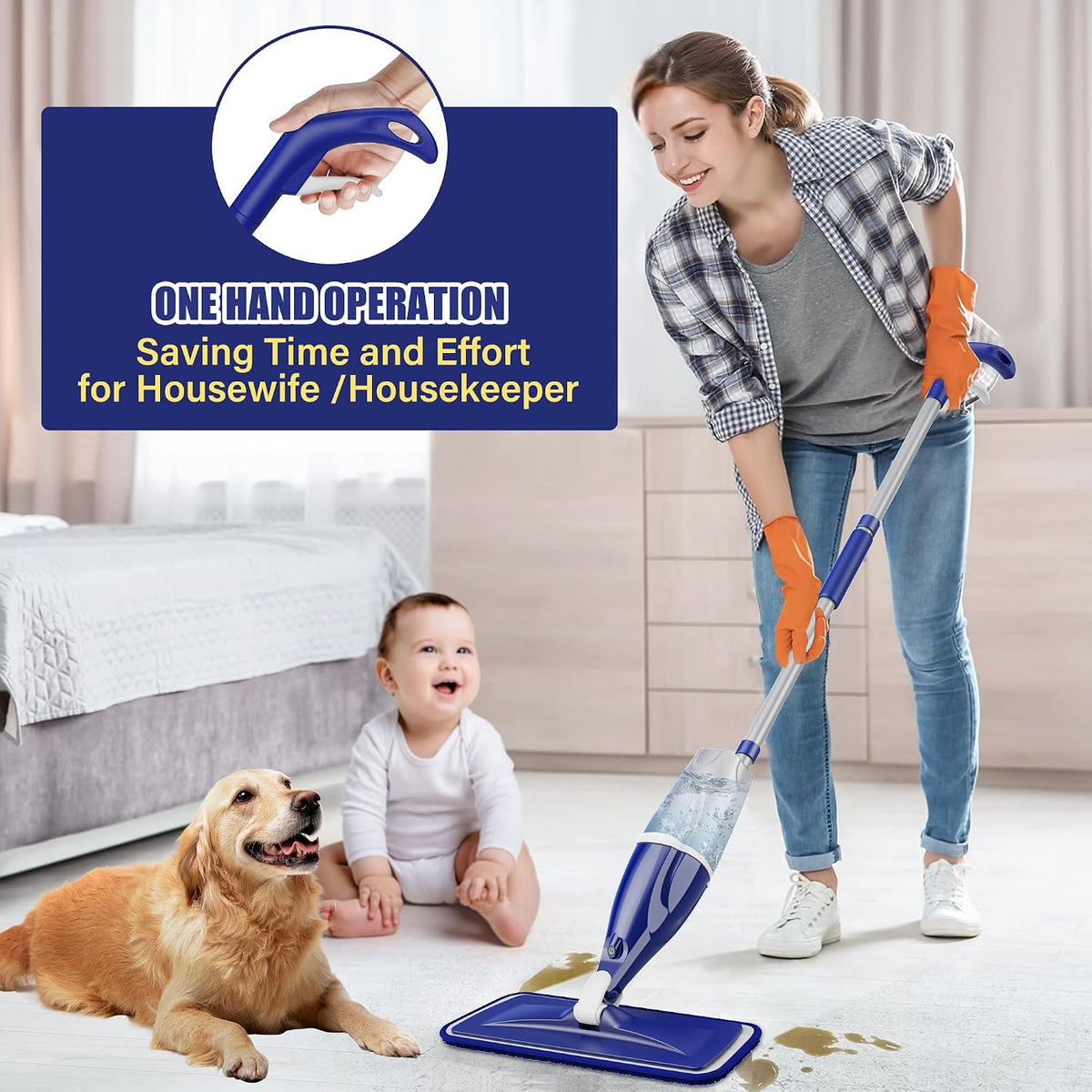 Spray Mops with 3 Washable Pads: Microfibre Floor Mop for Cleaning Floors