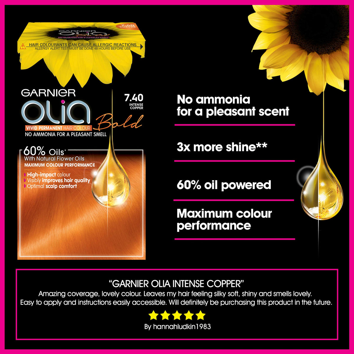 Garnier Olia Luminous Long-Lasting Permanent Hair Colour, 5.0 Brown