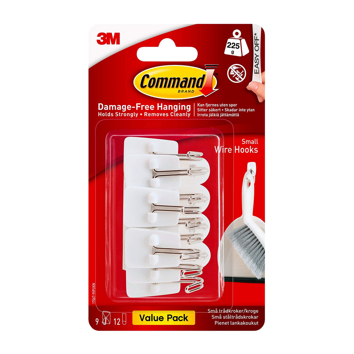 Command Broom Grippers, White, 2 Hooks and 6 Adhesive Strips