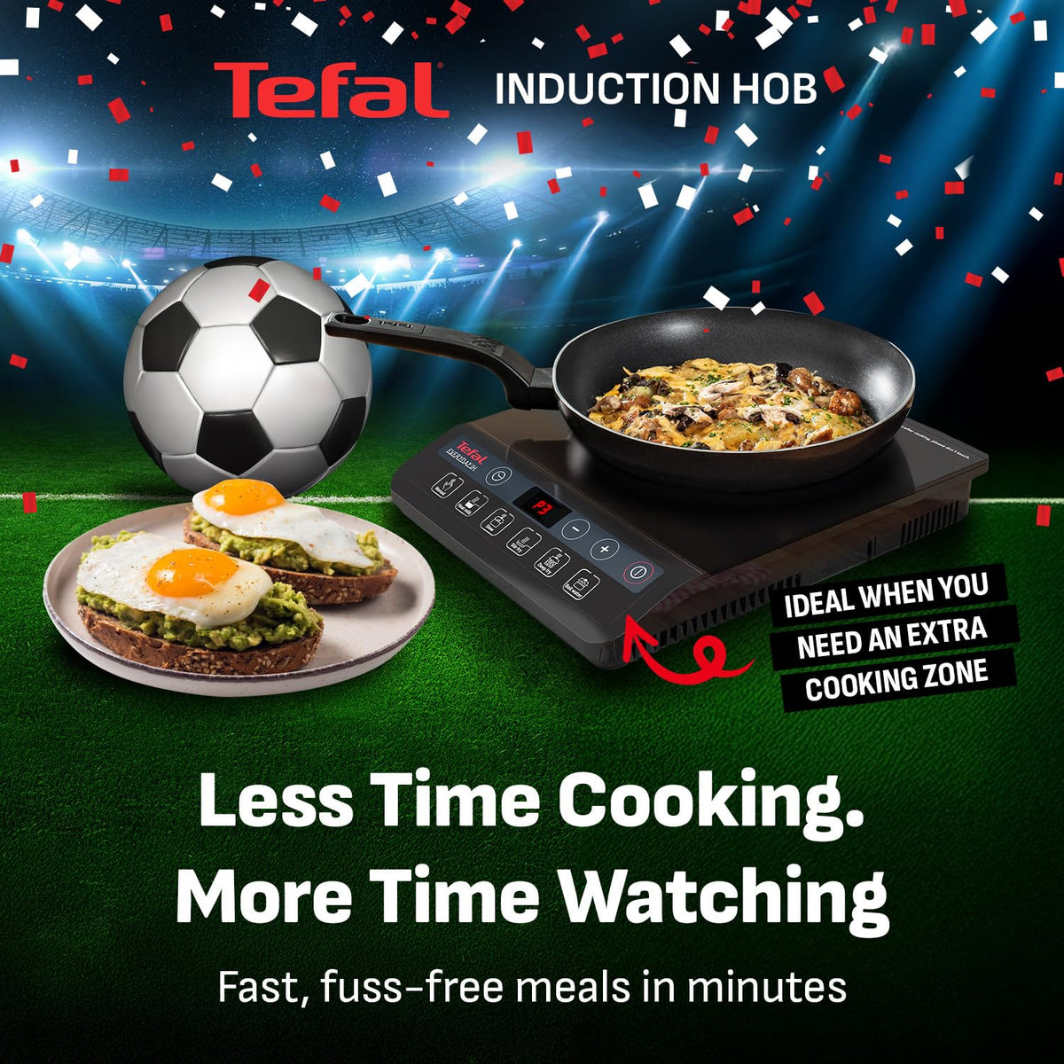 Tefal Slim Portable Induction Hob, 2100W, 6 Functions, Compact, Black