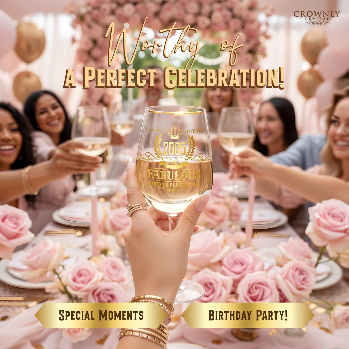 CROWNLY CRYSTAL® Mothers Day Gifts for Mum Wine Glass Personalised Mummy Birthday Present Womens Drinking Glasses Ladies Gift Ideas Mum Presents from Daughter Son