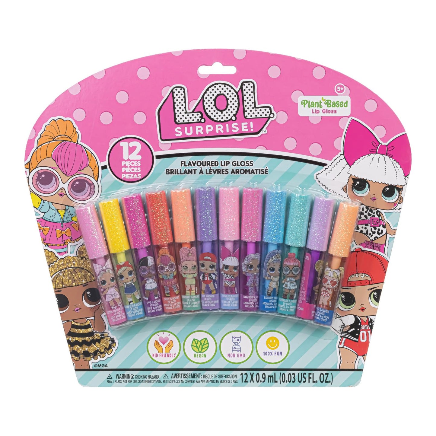 Disney Princess 12 Piece Plant Based Lip Gloss, Girls Party Favours, First Makeup Set for Girl, Perfect for Parties, Sleepovers and Birthday Gifts, Ages 3+, by Townley Girl