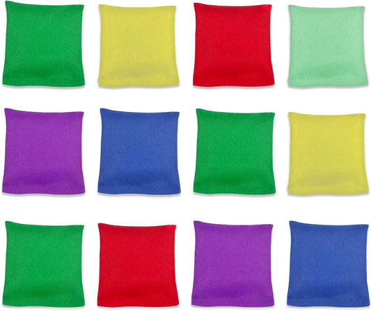 Flintronic 12 PCS Bean Bags, Colorful Mini Toy for Cornhole, Kids Throwing, Fun Sports, Outdoor Family Games, Hand Toss Games, Girls Boys Party Games (7.5cm*7.5cm)