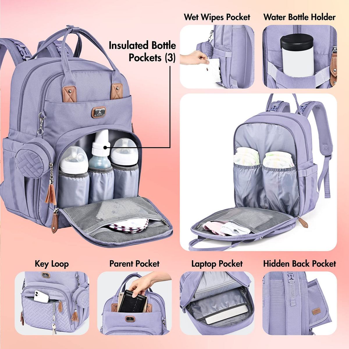 Dikaslon Baby Changing Bags Backpack, Large Baby Bag, 19 Pockets, Outdoors