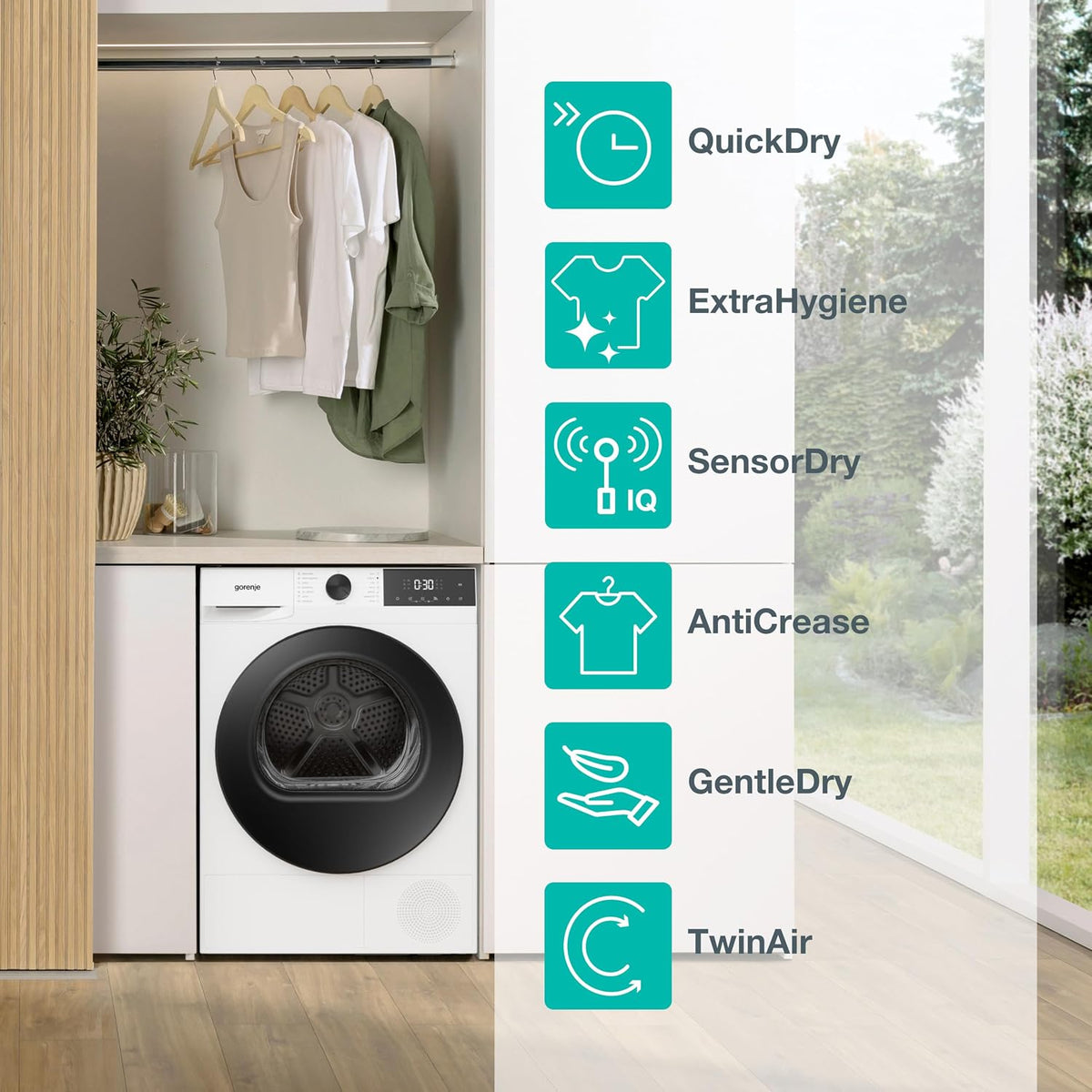 Gorenje DG2P8E/UK 8 kg Freestanding Heat Pump Tumble Dryer, White