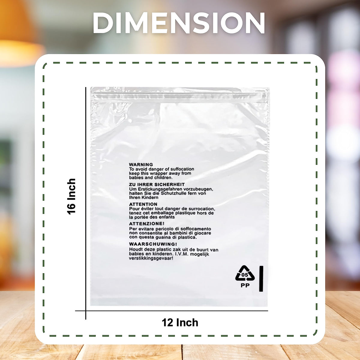 JeeJaan® 100 Pcs of Shirt Packaging Bags 12 x 16 in Clear Garment Bag 305 x 405 mm Polypropylene Bags