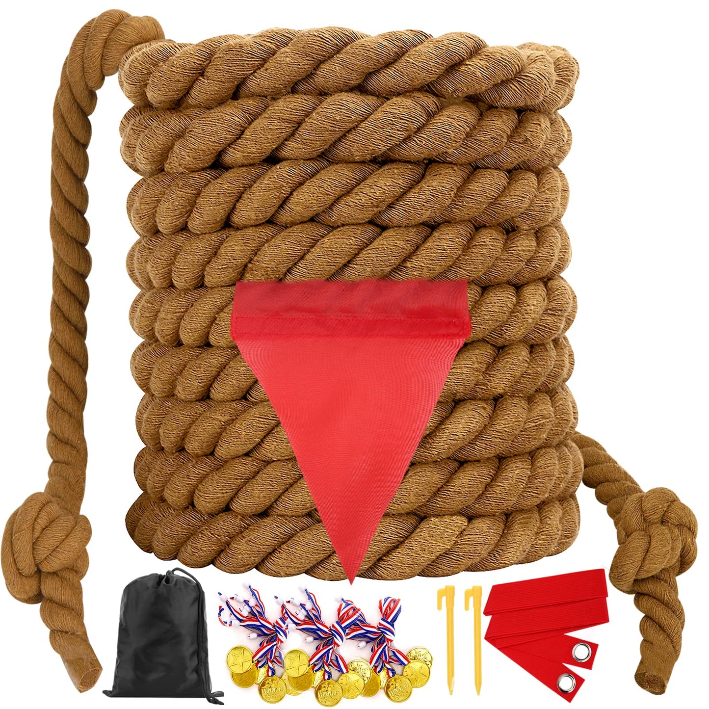 Tug of War Rope 20FT for Kids and Adults, Outdoor Field Day Lawn Yard Family Reunion Birthday Party Games, Outside Backyard Camping Picnic Game,Carnival Games Fun for Team Building Activities