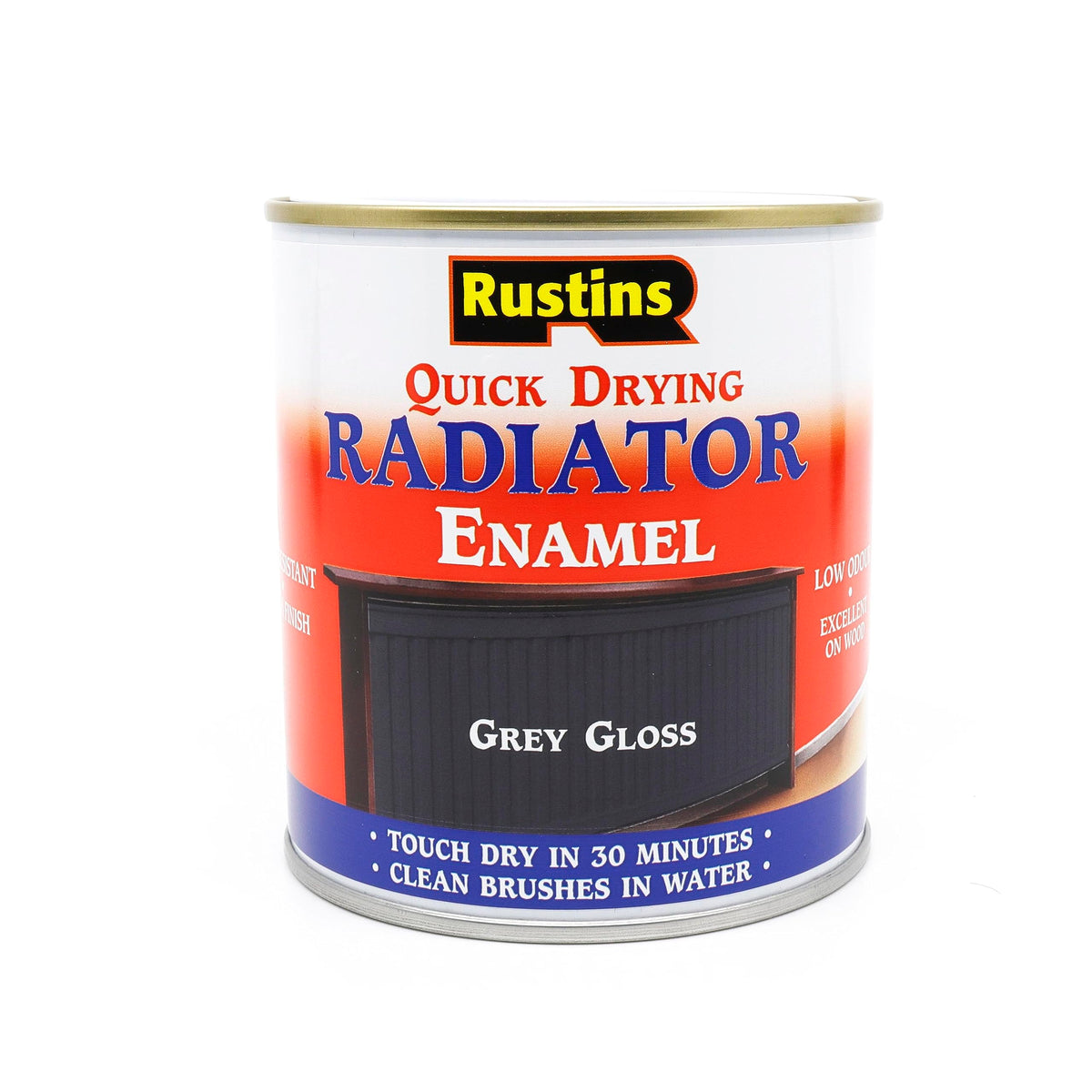 RUSTINS Quick Drying Radiator Enamel Satin - Black 500ml – Durable, Long-Lasting Finish for Radiators That Stands the Test of Time
