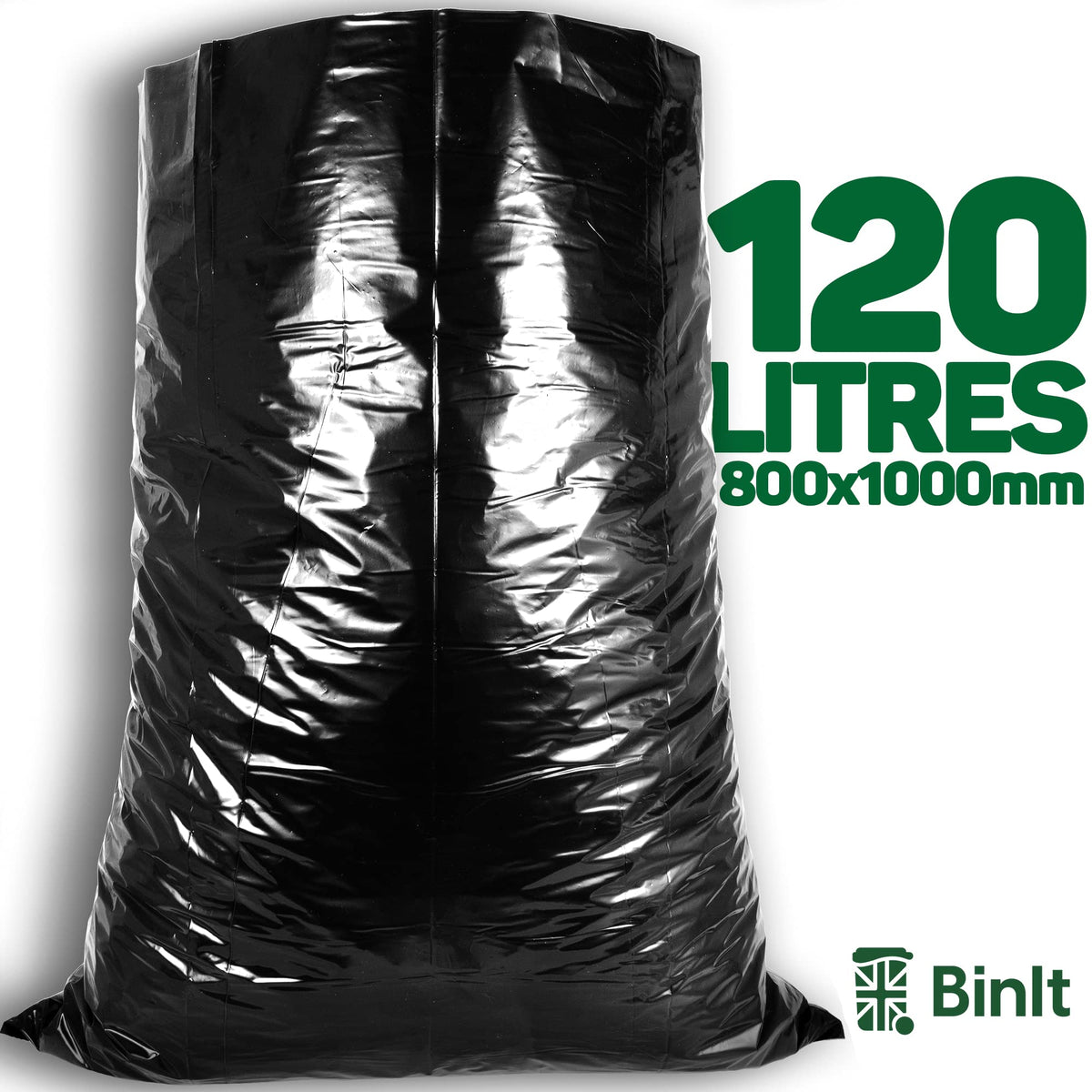 BinIt 20 Wheelie Bin Liners 240 Litre, Eco-Friendly, Bin Bags, Refuse Sacks, Recycled, Strong & Secure, Tear Resistant, 30 μm, Perfect for Standard 240L Wheelie Bins