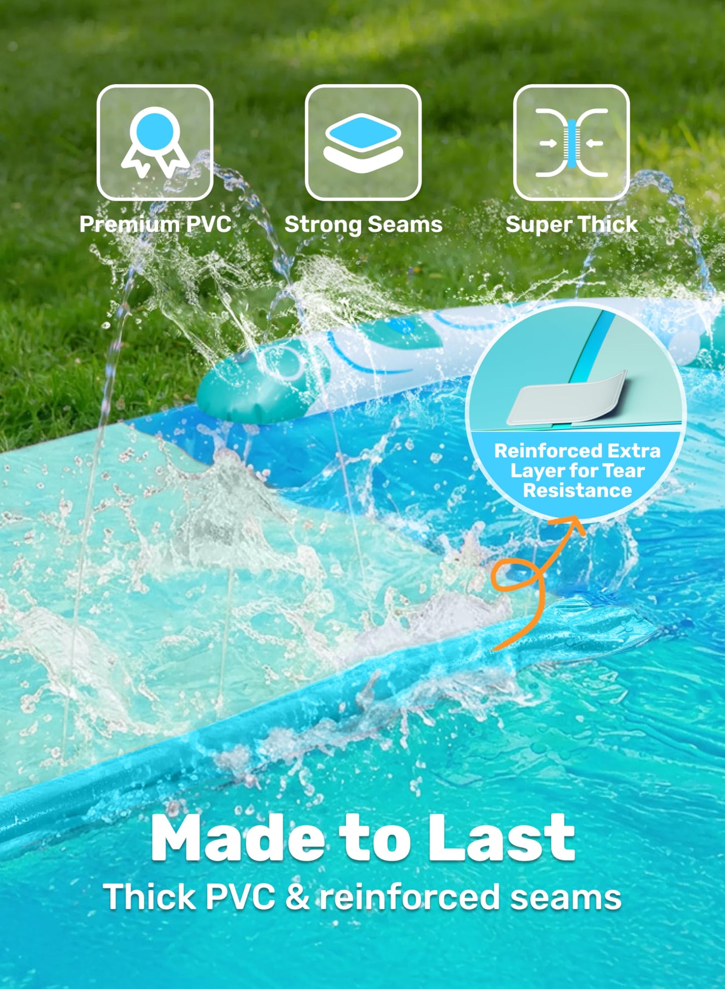JOYIN 685cm Water Slides and 2 Bodyboards, Lawn Waterslides Summer Water Toy with Build in Sprinkler for Backyard Outdoor Water Fun for Kids Adults